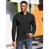 COOFANDY Men’s Quarter Button Sweater Mock Neck Textured Knitted Pullover(Black)