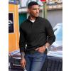 COOFANDY Men’s Quarter Button Sweater Mock Neck Textured Knitted Pullover(Black)