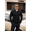 COOFANDY Men’s Quarter Button Sweater Mock Neck Textured Knitted Pullover(Black)