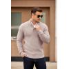 COOFANDY Men’s Quarter Button Sweater Mock Neck Textured Knitted Pullover(Khaki)
