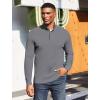 COOFANDY Men’s Quarter Button Sweater Mock Neck Textured Knitted Pullover(Medium Gray)