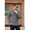 COOFANDY Men’s Quarter Button Sweater Mock Neck Textured Knitted Pullover(Medium Gray)