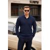 COOFANDY Men’s Quarter Button Sweater Mock Neck Textured Knitted Pullover(Navy Blue)
