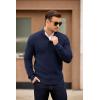 COOFANDY Men’s Quarter Button Sweater Mock Neck Textured Knitted Pullover(Navy Blue)