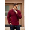 COOFANDY Men’s Quarter Button Sweater Mock Neck Textured Knitted Pullover(Wine Red)
