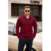 COOFANDY Men’s Quarter Button Sweater Mock Neck Textured Knitted Pullover(Wine Red)