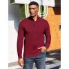 COOFANDY Men’s Quarter Button Sweater Mock Neck Textured Knitted Pullover(Wine Red)