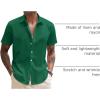 COOFANDY Mens Shirt Casual Button Down Short Sleeve Shirt Summer Cotton Linen Beach Shirts(Evergreen)