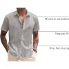 COOFANDY Mens Shirt Casual Button Down Short Sleeve Shirt Summer Cotton Linen Beach Shirts(Grey)