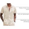 COOFANDY Mens Shirt Casual Button Down Short Sleeve Shirt Summer Cotton Linen Beach Shirts(Light Khaki)
