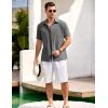 COOFANDY Mens Short Sleeve Button Down Shirts Casual Cotton Beach Summer Linen Textured Shirts(Dark Grey)