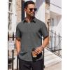 COOFANDY Mens Short Sleeve Button Down Shirts Lightweight Stain Shield Business Casual Dress Shirt Wrinkle Free(Dark Grey)
