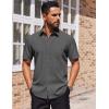 COOFANDY Mens Short Sleeve Button Down Shirts Lightweight Stain Shield Business Casual Dress Shirt Wrinkle Free(Dark Grey)