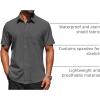 COOFANDY Mens Short Sleeve Button Down Shirts Lightweight Stain Shield Business Casual Dress Shirt Wrinkle Free(Dark Grey)