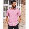 COOFANDY Mens Short Sleeve Button Down Shirts Lightweight Stain Shield Business Casual Dress Shirt Wrinkle Free(Pink)