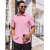 COOFANDY Mens Short Sleeve Button Down Shirts Lightweight Stain Shield Business Casual Dress Shirt Wrinkle Free(Pink)