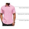 COOFANDY Mens Short Sleeve Button Down Shirts Lightweight Stain Shield Business Casual Dress Shirt Wrinkle Free(Pink)
