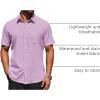 COOFANDY Mens Short Sleeve Button Down Shirts Lightweight Stain Shield Business Casual Dress Shirt Wrinkle Free(Purple)