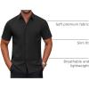 COOFANDY Mens Short Sleeve Dress Shirts Wrinkle Free Casual Button Down Shirts Summer Untucked Dress Shirt(Black)