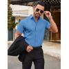 COOFANDY Mens Short Sleeve Dress Shirts Wrinkle Free Casual Button Down Shirts Summer Untucked Dress Shirt(Blue)