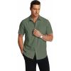 COOFANDY Men’s Short Sleeve Dress Shirts Wrinkle Free Regular Fit Dress Shirt Textured Casual Button Down Shirts(Army Green)