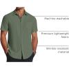 COOFANDY Men’s Short Sleeve Dress Shirts Wrinkle Free Regular Fit Dress Shirt Textured Casual Button Down Shirts(Army Green)