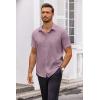 COOFANDY Men’s Short Sleeve Dress Shirts Wrinkle Free Regular Fit Dress Shirt Textured Casual Button Down Shirts(Fuchsia)