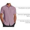 COOFANDY Men’s Short Sleeve Dress Shirts Wrinkle Free Regular Fit Dress Shirt Textured Casual Button Down Shirts(Fuchsia)