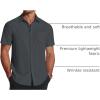 COOFANDY Men’s Short Sleeve Dress Shirts Wrinkle Free Regular Fit Dress Shirt Textured Casual Button Down Shirts(Grey)