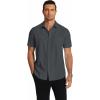 COOFANDY Men’s Short Sleeve Dress Shirts Wrinkle Free Regular Fit Dress Shirt Textured Casual Button Down Shirts(Grey)