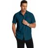 COOFANDY Men’s Short Sleeve Dress Shirts Wrinkle Free Regular Fit Dress Shirt Textured Casual Button Down Shirts(Lake Blue)
