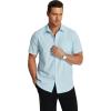 COOFANDY Men’s Short Sleeve Dress Shirts Wrinkle Free Regular Fit Dress Shirt Textured Casual Button Down Shirts(Light Blue)