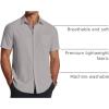 COOFANDY Men’s Short Sleeve Dress Shirts Wrinkle Free Regular Fit Dress Shirt Textured Casual Button Down Shirts(Light Grey)