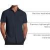 COOFANDY Men’s Short Sleeve Dress Shirts Wrinkle Free Regular Fit Dress Shirt Textured Casual Button Down Shirts(Navy Blue)