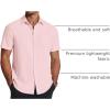 COOFANDY Men’s Short Sleeve Dress Shirts Wrinkle Free Regular Fit Dress Shirt Textured Casual Button Down Shirts(Pink)