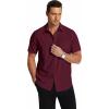 COOFANDY Men’s Short Sleeve Dress Shirts Wrinkle Free Regular Fit Dress Shirt Textured Casual Button Down Shirts(Wine Red)