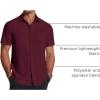 COOFANDY Men’s Short Sleeve Dress Shirts Wrinkle Free Regular Fit Dress Shirt Textured Casual Button Down Shirts(Wine Red)