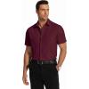 COOFANDY Men’s Short Sleeve Dress Shirts Wrinkle Free Regular Fit Dress Shirt Textured Casual Button Down Shirts(Wine Red)