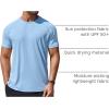 COOFANDY Mens Swim Shirt Short Sleeve UPF 50+ Sun Protection Shirt Rah Guard Athletic Quick Dry T Shirts(Blue)