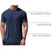 COOFANDY Mens Swim Shirt Short Sleeve UPF 50+ Sun Protection Shirt Rah Guard Athletic Quick Dry T Shirts(Mightnight Blue)