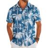 COOFANDY Hawaiian Shirts for Men Short Sleeve Casual Button Down Shirt Tropical Summer Beach Shirt(Blue-coconut Tree)