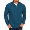 COOFANDY Men’s Fleece Quarter Zip Pullover Long Sleeve Mock Neck Sweatshirt(Dark Blue)