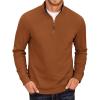 COOFANDY Men’s Fleece Quarter Zip Pullover Long Sleeve Mock Neck Sweatshirt(Light Brown)