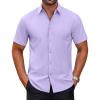 COOFANDY Mens Short Sleeve Dress Shirts Wrinkle Free Casual Button Down Shirts Summer Untucked Dress Shirt(Lavender)