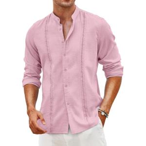 Coofandy Mens Men Casual Shirts(Light Pink)