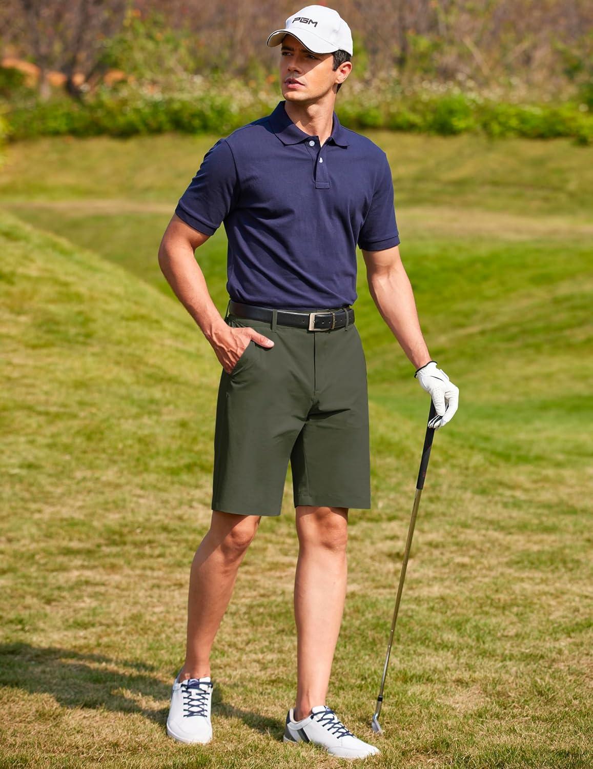 imageCOOFANDY Mens Golf Dress Shorts Lightweight 7quot Hiking Shorts Casual Summer Shorts with PocketsDark Green