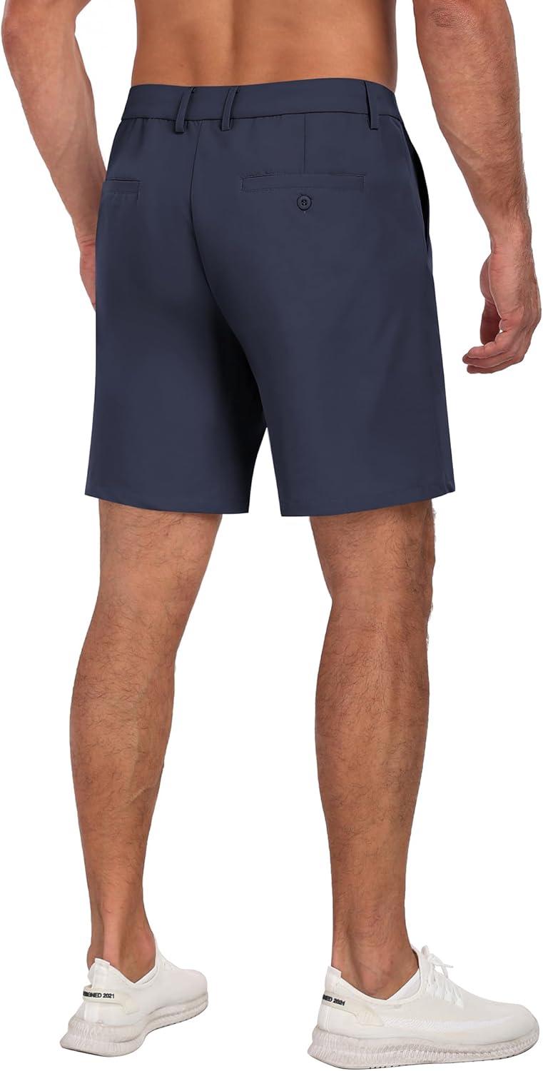 imageCOOFANDY Mens Golf Dress Shorts Lightweight 7quot Hiking Shorts Casual Summer Shorts with PocketsNavy Blue
