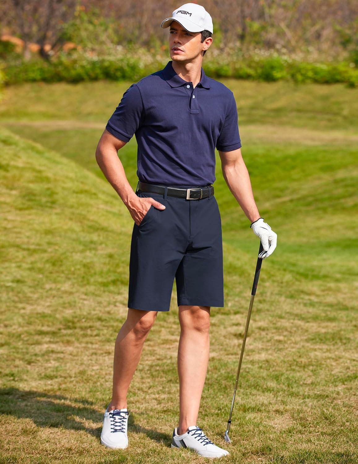 imageCOOFANDY Mens Golf Dress Shorts Lightweight 7quot Hiking Shorts Casual Summer Shorts with PocketsNavy Blue