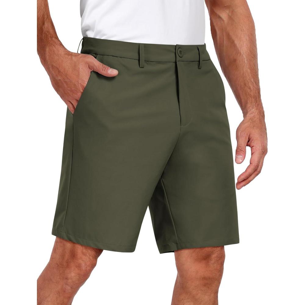 imageCOOFANDY Mens Golf Dress Shorts Lightweight 7quot Hiking Shorts Casual Summer Shorts with PocketsDark Green