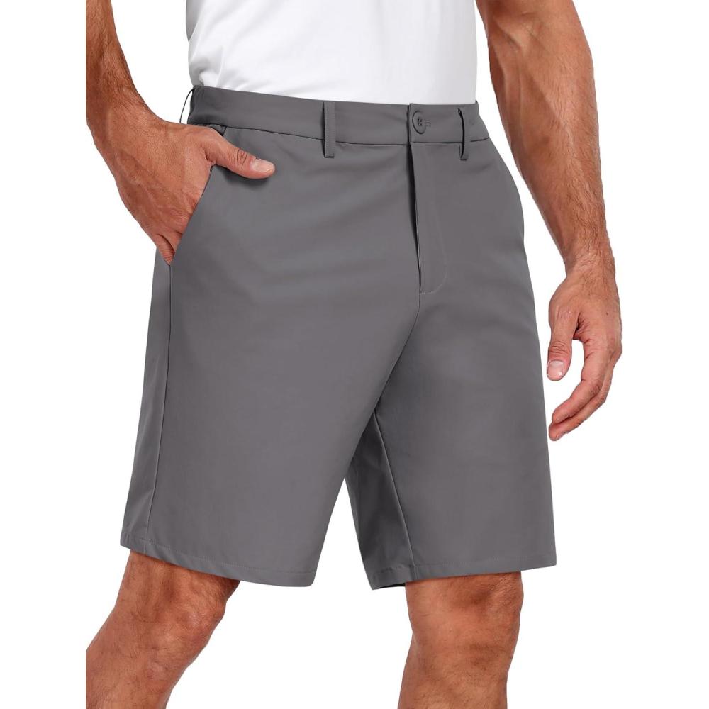 imageCOOFANDY Mens Golf Dress Shorts Lightweight 7quot Hiking Shorts Casual Summer Shorts with PocketsDark Grey